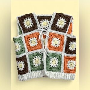 Crochet Vest with Floral Squares